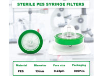 Sterile Syringe Filter-PES, 13mm, 0.22um Pore Size (Female Luer Lock + Male Luer Slip) 100/Pack, 800/Case