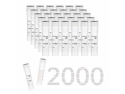 Cryogenic Vials-1.5 mL (47.5mm, Self-Standing), with writing area, 50/Bag, 500/Pack, 2000/Case