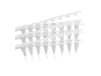 0.1ml 8-Strip PCR Tubes, Flat caps, Clear/White, 125/Pack, 1250/Case