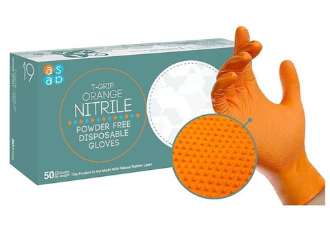 A.S.A.P. T-grip Orange Nitrile Powder Free Multi-Purpose Glove, 500PK