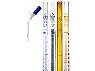 Witeg Burette class AS Straight Stopcock Blue Graduated Amber Glass