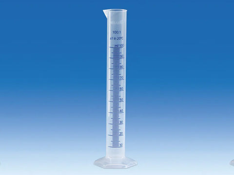 BrandTech Graduated Cylinders, PP, Class B, Tall Form, With Molded Blue Graduations