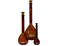 Witeg Volumetric Flasks Class A With ST Amber Stained White Graduated