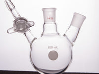 MSE PRO Glass Stopcock Two-mouth Reaction Bottle, Capacity: 100ml, Main Mouth: 14/20, Side Mouth: 14/20