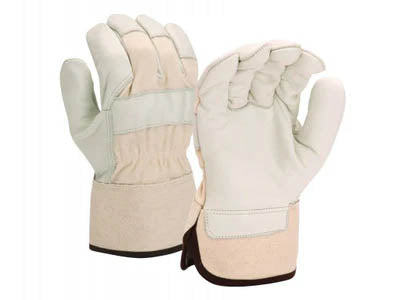 PYRAMEX Leather Palm GL1003W - Cowhide Safety Cuff Gloves, PK of 12