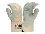 PYRAMEX Leather Palm GL1010W - Premium Cowhide Safety Cuff A2 Cut Gloves, PK of 12