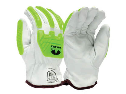 PYRAMEX Leather Driver GL3006CKFB - Insulated Premium Goatskin Driver HPPE A5 Cut Level 2 Impact Gloves, PK of 12