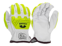 PYRAMEX Leather Driver GL3007CKB - Premium Goatskin Driver HPPE A6 Cut Level 2 Impact Gloves, PK of 12