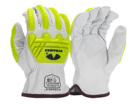 PYRAMEX Leather Driver GL3008CKB - Premium Goatskin Driver HPPE A7 Cut Level 2 Impact Gloves, PK of 12