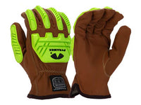 PYRAMEX Leather Driver GL3009CKB - Arc Flash Premium Goatskin Para-Aramid A4 Cut Level 2 Impact Gloves, PK of 12