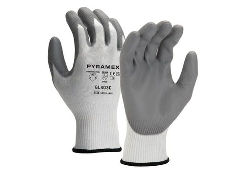 PYRAMEX Dipped GL403C - Polyurethane A2 Cut Gloves, PK of 12