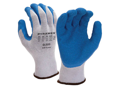 PYRAMEX Dipped GL503 - Crinkle Latex Gloves, PK of 12