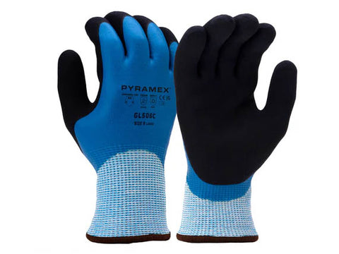 PYRAMEX Dipped GL506C - Insulated Double Dipped Sandy + Smooth Latex A5 Cut Gloves, PK of 12