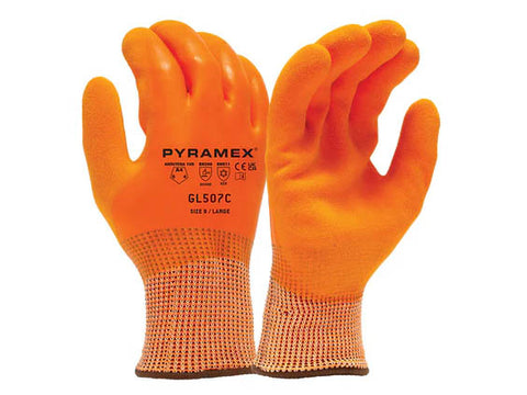 PYRAMEX Dipped GL507C- Insulated Double Dipped Sandy + Smooth Latex A4 Cut Gloves, PK of 12