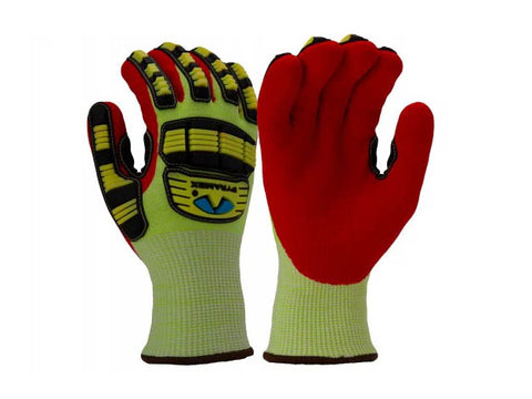 PYRAMEX Dipped GL612C - Insulated Nitrile Sandy A5 Cut Level 2 Impact Gloves, PK of 12