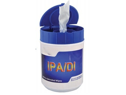 Pre-Saturated Wipes (Nonwoven fabric with 70% IPA and 30% DI water, 135x180mm, 80 Sheets/Canister)