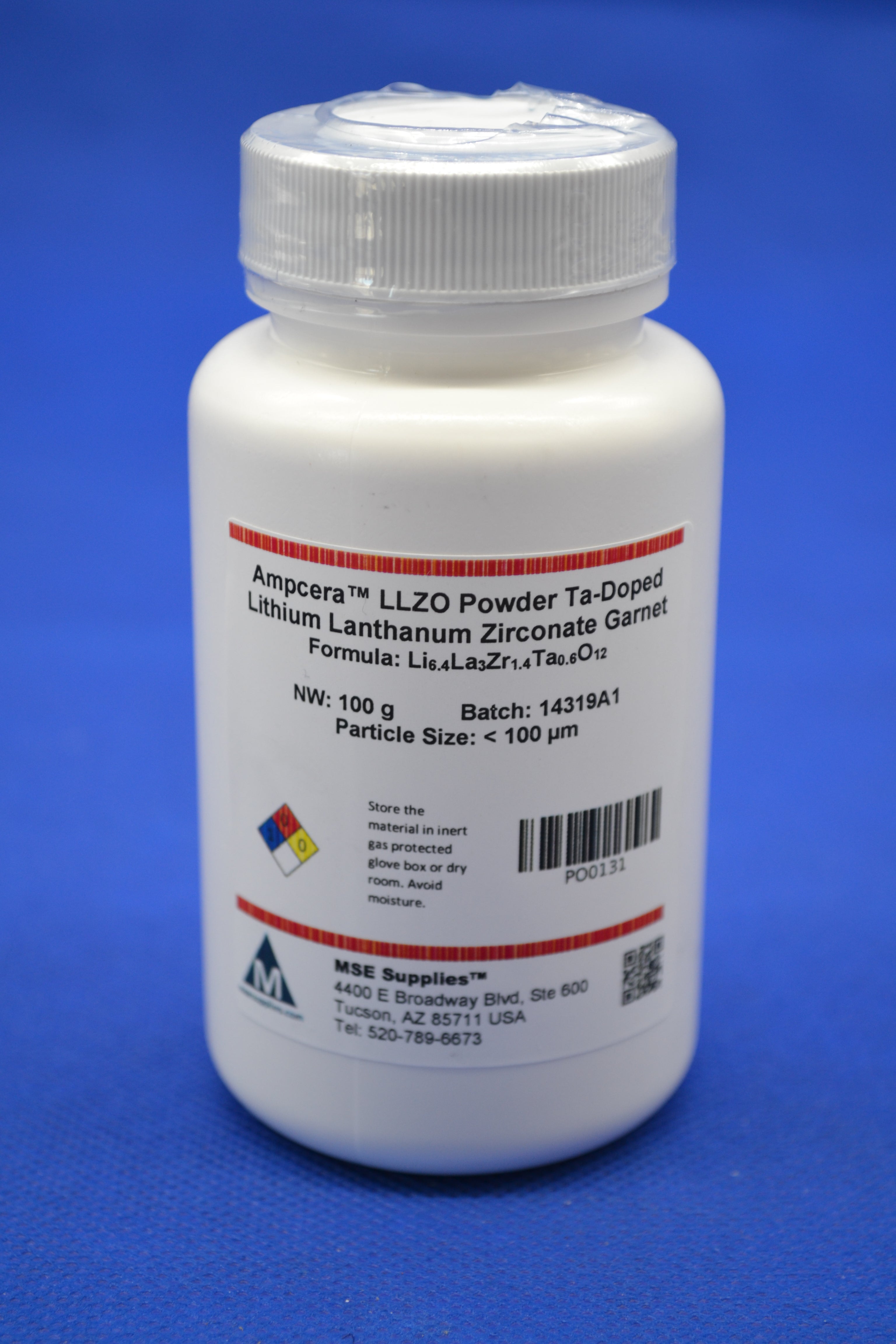 Ampcera® LLZO Powder Ta-Doped Lithium Lanthanum Zirconate Garnet, pass 150  mesh (<100 um)
