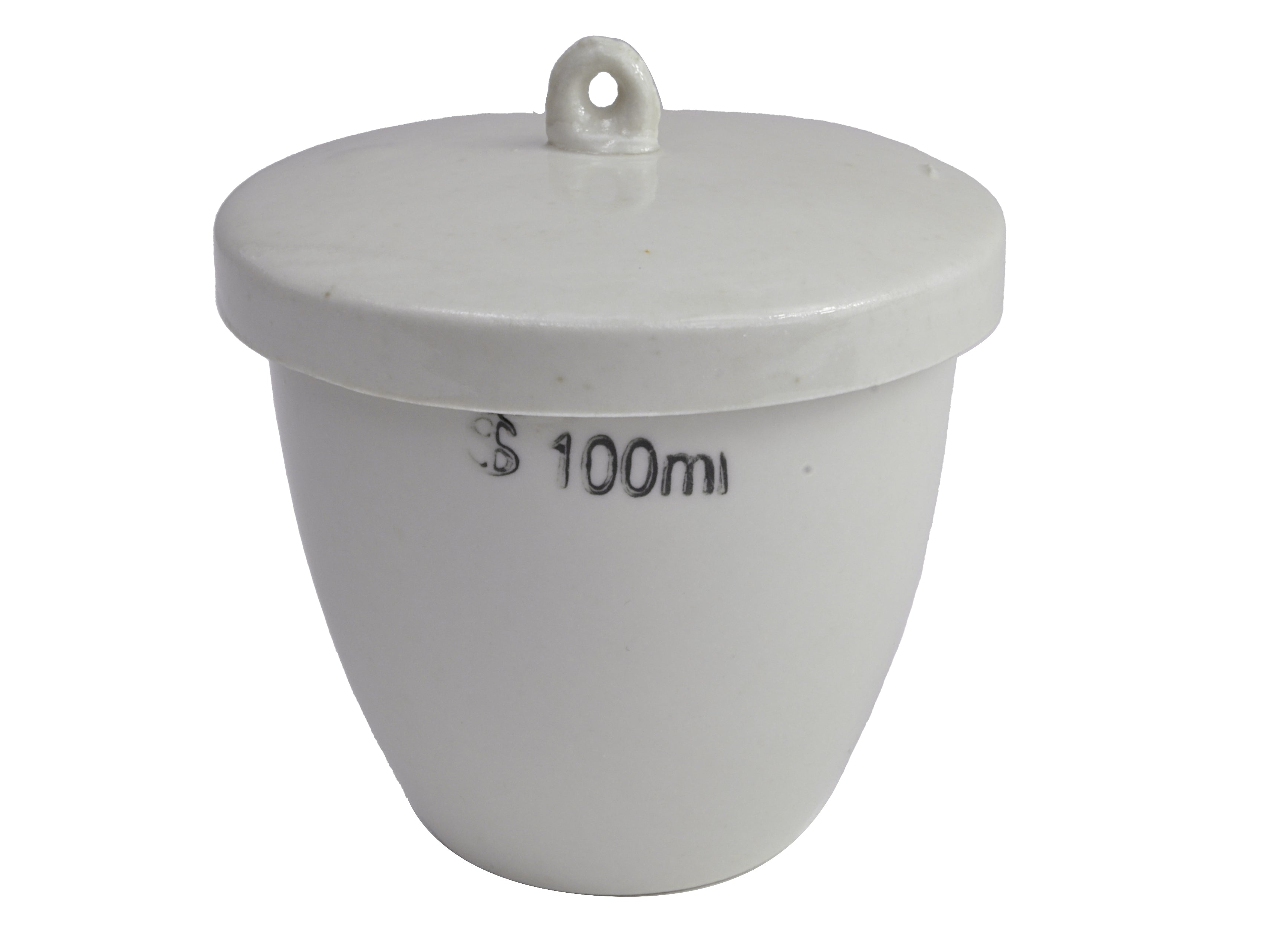 Crucible with cover, porcelain, capacity 5 to 300 ml